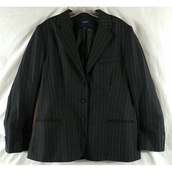 Chap's Men's Gray & Pink Stripes Long Sleeve Wool Suit Buttoned Jacket Size 38 R - Picture 1 of 11